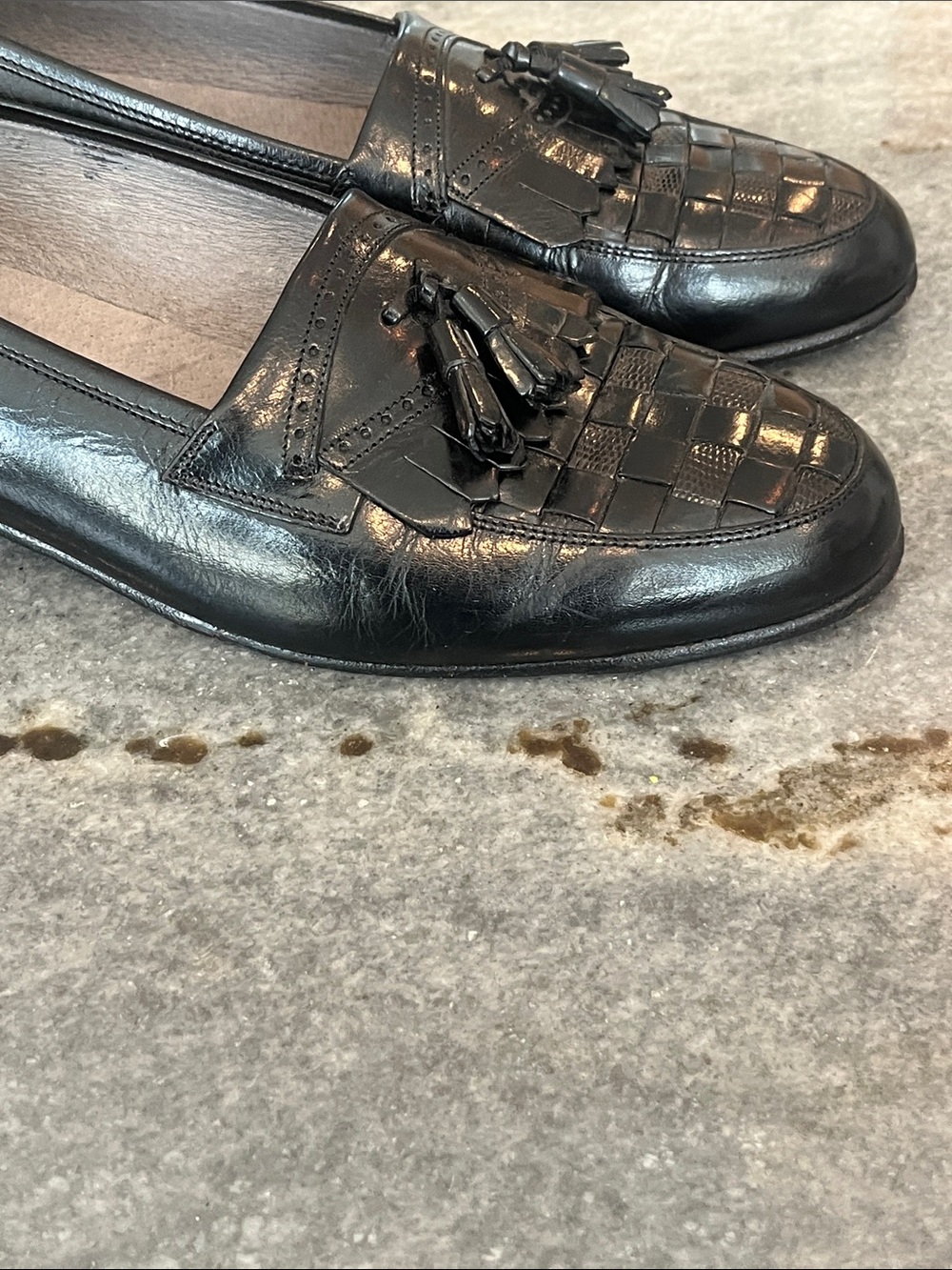 Florsheim Barletta Black Leather Tassel Woven Loafers Italian Made - Picture 10 of 13